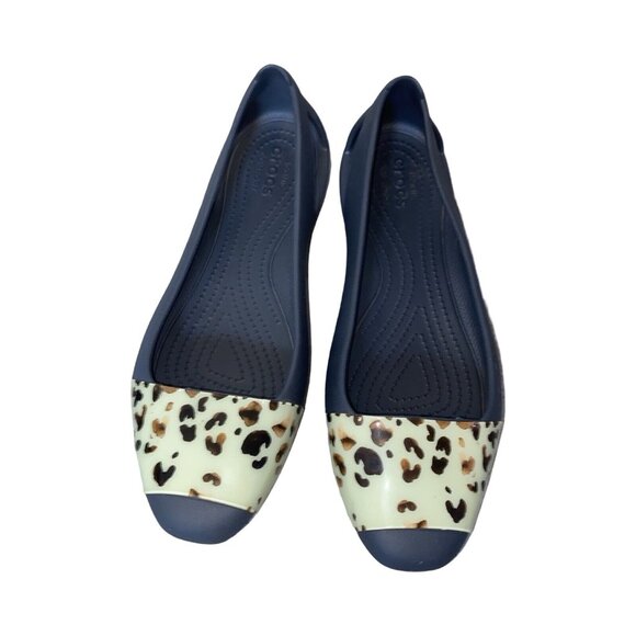 Crocs Slip On Shoes Sienna Leopard Flats Size 8 - Picture 3 of 9